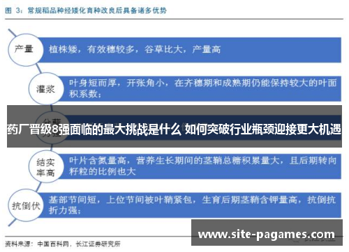药厂晋级8强面临的最大挑战是什么 如何突破行业瓶颈迎接更大机遇 药厂晋级8强面临的最大挑战是什么 如何突破行业瓶颈迎接更大机遇