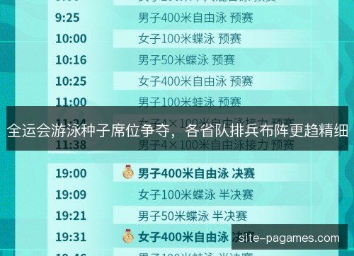全运会游泳种子席位争夺，各省队排兵布阵更趋精细